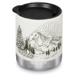 Taza térmica Klean Kanteen Camp Mug 12oz - 355 ml blanco/negro Matte White w/Mountain Graphic