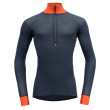 Camiseta funcional de hombre Devold Wool Mesh Man Half Zip Neck negro/naranja Brick/Night