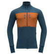 Sudadera funcional de hombre Devold Egga Grid Merino Jkt azul/naranja Flood/Flame