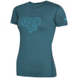 Camiseta de mujer Zulu Merino 160 Short Heart azul Petrol