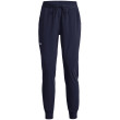 Pantalones de mujer Under Armour Armour Sport Woven Pant azul oscuro Midnight Navy / / Metallic Silver