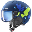 Casco de esquí para niños Uvex Rocket Jr. Visor azul/verde blue puzzle