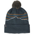 Gorro de invierno Patagonia Powder Town Beanie azul/gris Fitz Roy Stripe Knit: Smolder Blue