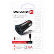 Adaptador para coche Swissten Car Charger + USB-C Cable