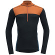 Camiseta funcional de hombre Devold Lauparen Merino 190 Zip Neck Man naranja/negro Flame/Ink/Flood