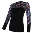 Camiseta funcional de mujer Sensor Merino Impress (long sleeve) negro/azul Blk/Floral