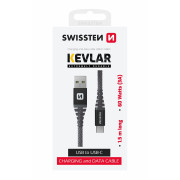 Cable de carga y datos Swissten Kevlar USB/USB-C 1,5 m