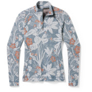 Camiseta funcional de mujer Smartwool W Classic Thermal Merino BL 1/4 ZB azul claro Winter Sky Floral