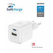 Cargador Swissten TRAVEL CHARGER GaN 1x USB-C 20W PD AND 1x USB-A 18W QC