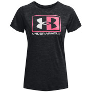 Camiseta de mujer Under Armour Tech Twist Box LU SSC negro Black / Jet Gray / White