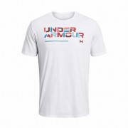 Camiseta de hombre Under Armour Colorblock Wordmark SS blanco White/Black