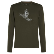 Camiseta funcional de hombre Icebreaker Men Merino 200 Oasis LS Crewe SkiingYeti verde oscuro Dk Loden