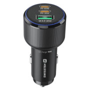 Adaptador Swissten Car Charger 2x USB-C PD + USB-A, 95 W + cabel USB-C / USB-C, 1 m