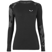 Camiseta de mujer Salewa Cristallo Warm Amr W L/S Tee. negro black out