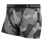 Calzoncillos bóxer funcionales para hombre Sensor Merino Impress negro/gris Black/Camo