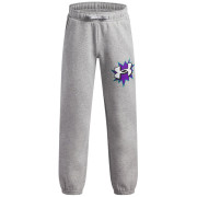 Pantalones para niños Under Armour UA B Rival FLC Graphics Jgr Mod Gray Light Heather gris/blanco Mod Gray Light Heather / / White