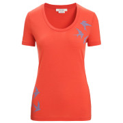 Camiseta de mujer Icebreaker Women Tech Lite II SS Scoop Tee Swarming Shapes naranja Vibrant Earth