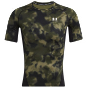 Camiseta funcional de hombre Under Armour HG Armour Printed SS verde oscuro MarineODGreen/White