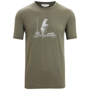 Camiseta funcional de hombre Icebreaker Men Tech Lite II SS Tee Polar Paddle verde Loden