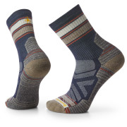 Calcetines de hombre Smartwool Hike Light Cushion Striped Mid Crew azul/gris Deep Navy