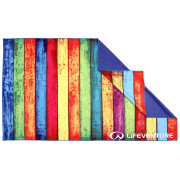 Toalla de secado rápido LifeVenture Printed SoftFibre Trek Towel verde/azul StripedPlanks