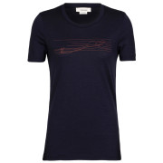 Camiseta de mujer Icebreaker Tech Lite II SS Tee Ski Stripes azul oscuro midnight navy