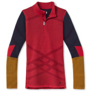 Camiseta funcional de mujer Smartwool W Intraknit Merino 200 Colorblock 1/4 Zip rojo pomegranate
