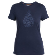 Camiseta funcional de mujer Icebreaker Women Merino 150 Tech Lite III SS Tee Hike Path azul oscuro Midnight Navy