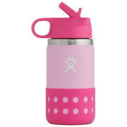 Botella para niños Hydro Flask Kids Wide Mouth 12 oz Straw Lid/Boot rosa Plumeria