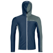 Sudadera funcional de hombre Ortovox Fleece Light Grid Hooded Jkt M azul oscuro deep ocean