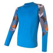 Camiseta funcional de hombre Sensor Merino Impress dl.r. azul Blue/Camo