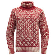 Camiseta con cuello alto Devold Svalbard Wool High Neck rojo HINDBERRY/OFFWHITE