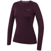 Camiseta de mujer MOOA MerinoSilk 160 long violeta oscuro dark purple melange