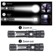 Linterna recargable Solight LED 400lm + cyclo