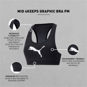 Sujetador deportivo Puma Mid Impact 4Keeps Graphic Bra PM