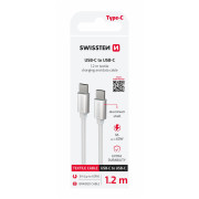 Cable de carga y datos Swissten Textile USB-C / USB-C 1,2 m plata stříbrná