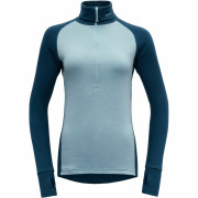 Cuello alto de mujer Devold Expedition Woman Zip Neck azul/gris Flood/Cameo