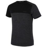 Camiseta de hombre MOOA MerinoSilk Block 160 short negro black melange