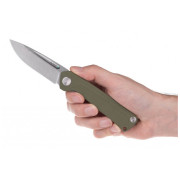 Navaja Acta non verba Z200 Stonewash/Plain Edge, G10 verde Olive