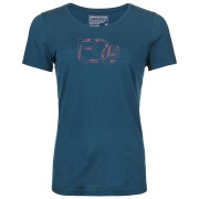 Camiseta de mujer Ortovox 120 Cool Tec Leaf Logo Ts W azul oscuro petrol blue