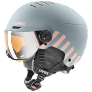 Casco de esquí para niños Uvex Rocket Jr. Visor gris/rosa blush mat