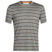 Camiseta de hombre Icebreaker Mens Wave SS Tee Stripe gris Metro Heather/Loden