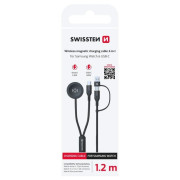 Cable de carga y datos Swissten Wireless magnetic charging cable 2in1 for Samsung Watch + USB-C 1,2 m