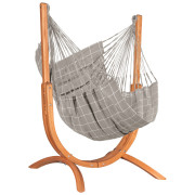 Silla hamaca con soporte La Siesta Udine Outdoor gris/blanco almond