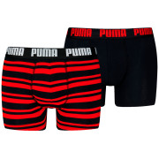 Calzoncillos bóxer para hombre Puma Everyday Striped Boxers 2P negro/rojo Red / Black