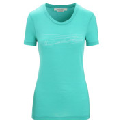 Camiseta de mujer Icebreaker Tech Lite II SS Tee Ski Stripes verde claro Fresh