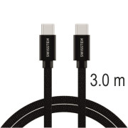 Cable de carga y datos Swissten Textile USB-C / USB-C 3 m
