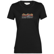 Camiseta de mujer Icebreaker Tech Lite II SS Tee Mountain Geology negro black