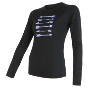 Camiseta de mujer Sensor Merino Wool PT Šípy dl.r. negro Black