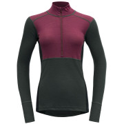 Camiseta funcional de mujer Devold Lauparen Merino 190 Zip Neck Wmn negro/rojo Beetroot/Woods/Ink